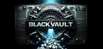 Logotipo de The Black Vault: la puerta abierta de una cámara acorazada de la que salen documentos.